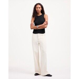 MADEWELL (Re)generative Cotton Ribbed Cutaway Tank S Jet Black Top Crew NWT B62